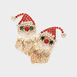 Santa Claus Rhinestone Fringe Dangle Earrings
