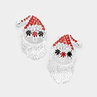 Santa Claus Rhinestone Fringe Dangle Earrings