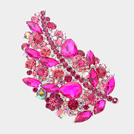 Glass Crystal Leaf Pin Brooch