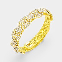 Braided rhinestone coil evening bracelet