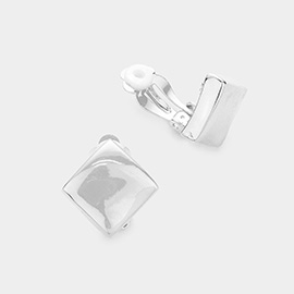 Brushed Metal Clip on Earrings