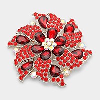 Floral Pinwheel Glass Crystal Pin Brooch