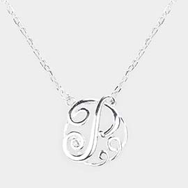 -P- Monogram Circle Script Pendant Necklace