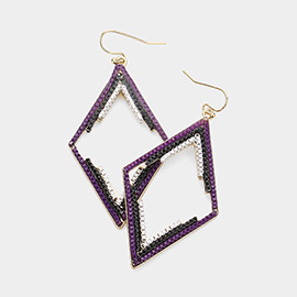 Lacquered geometric metal hoop earrings