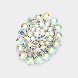 Glass crystal cluster oval brooch