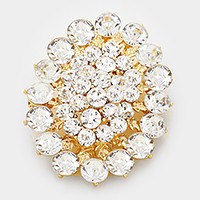 Glass crystal cluster oval brooch