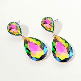 Glass crystal teardrop evening earrings
