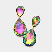Glass crystal teardrop evening earrings