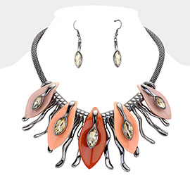 Glass Crystal Epoxy Statement Necklace