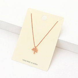 Textured matte metal tree of life pendant necklace