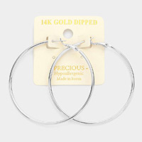 14K White Gold Dipped Metal Hoop Earrings