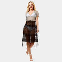 Sheer Lace Fringe Cover up Long Top