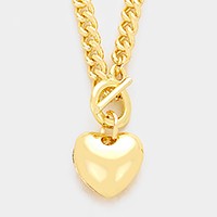 Heart pendant toggle necklace