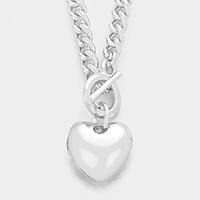 Heart pendant toggle necklace