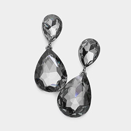 Glass Crystal Teardrop Evening Earrings