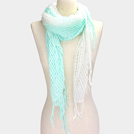 Ombre Sheer Net Fringe Scarf