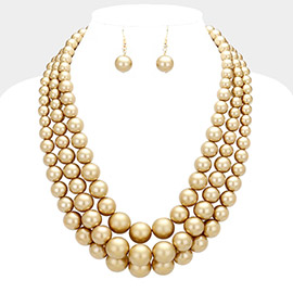 Triple Strand Pearl Chunky Necklace