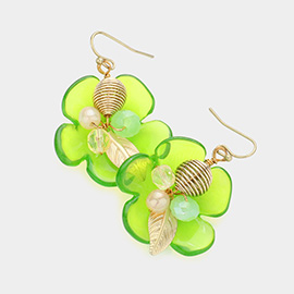 Glass bead detail fower earrings