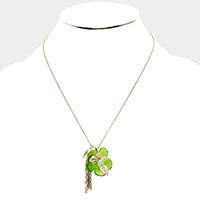 Bloom Flower Pendant Tassel Drop Necklace