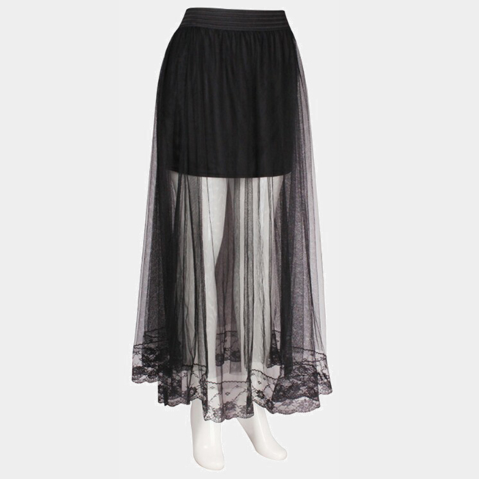 Long Mesh Tulle Skirt With Underskirt