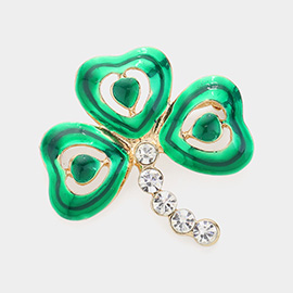 Lacquered Clover Pin Brooch