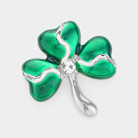 Lacquered Clover Pin  Brooch