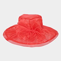 Organza bow wide brim hat