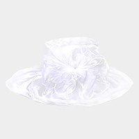 Organza bow wide brim hat