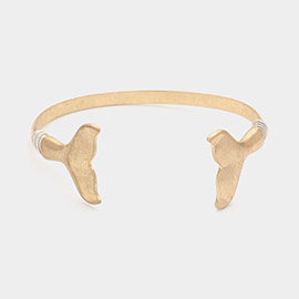 Two Tone Metal Whale Tail Tip Cuff Bracelet