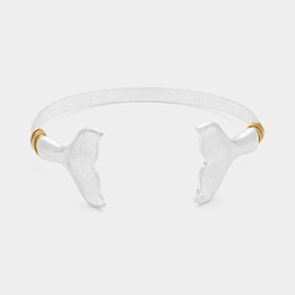 Two Tone Metal Whale Tail Tip Cuff Bracelet