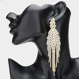 Long rhinestone fringe earrings