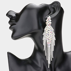 Rhinestone Fringe Dangle Evening Earrings