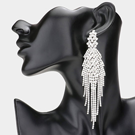 Rhinestone Fringe Dangle Evening Earrings