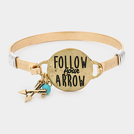 Follow with Arrow Message Charm Hook Bracelet