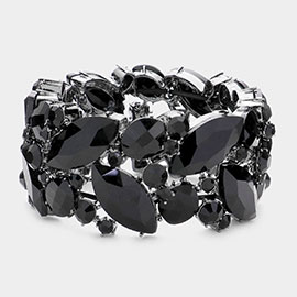 Glass crystal marquise vine stretch bracelet