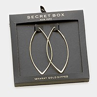 Secret box _ 14K gold dipped marquise hoop earrings