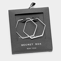 Secret box _ Sterling Silver Dipped hexagon hoop earrings