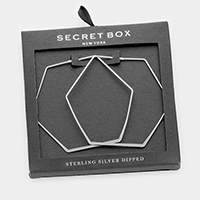 Secret box _ Sterling Silver Dipped hexagon hoop earrings