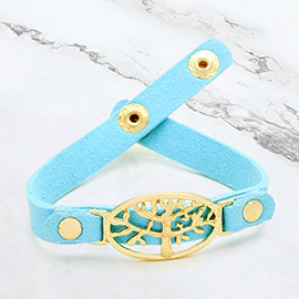 Metal Tree Of Life Faux Suede Bracelet