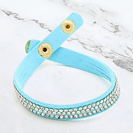 Triple Tier Bling Studded Faux Suede Bracelet