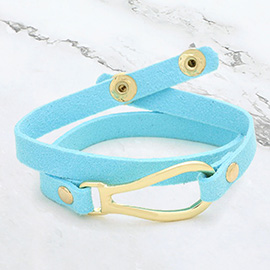Metal Buckle Faux Suede Wrap Bracelet