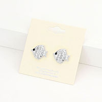 Rhinestone Pave Fish Stud Earrings