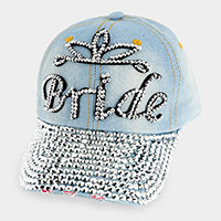 Bride _ Bling destroyed denim baseball cap