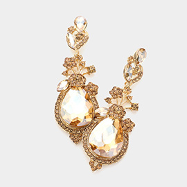 Glass Crystal Teardrop Dangle Evening Earrings