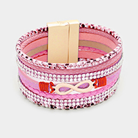 Crystal Pave Infinity Faux Leather wrap Bracelet