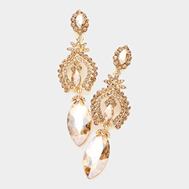 Marquise Glass Crystal Dangle Evening Earrings