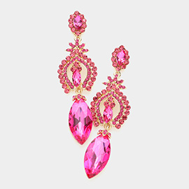Marquise Glass Crystal Dangle Evening Earrings