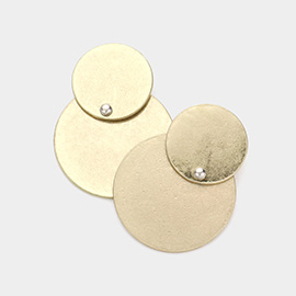 Double Metal Disc Link Dangle Earrings