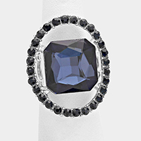 Pave trim glass crystal stretch ring