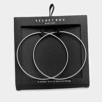 Secret box _ White gold dipped hoop earrings